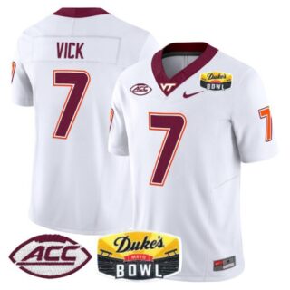 Michael Vick Jersey #7 Virginia Tech Hokies 2025 Duke's Mayo Bowl Patch White