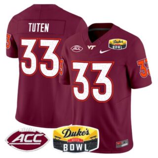 Bhayshul Tuten Jersey #33 Virginia Tech Hokies 2025 Duke's Mayo Bowl Patch Maroon