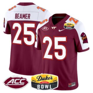 Frank Beamer Jersey #25 Virginia Tech Hokies 2025 Duke's Mayo Bowl Patch Maroon Alternate