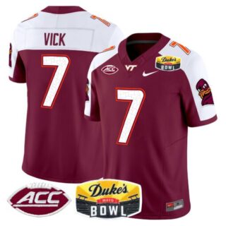 Michael Vick Jersey #7 Virginia Tech Hokies 2025 Duke's Mayo Bowl Patch Maroon Alternate