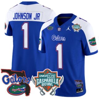 Montrell Johnson Jr Jersey #1 Florida Gators 2025 Gasparilla Bowl Patch Royal Alternate