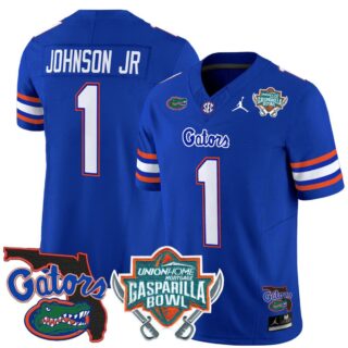 Montrell Johnson Jr Jersey #1 Florida Gators 2025 Gasparilla Bowl Patch Royal