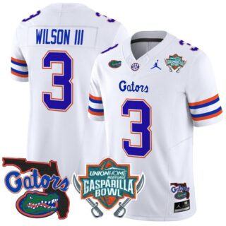 Eugene Wilson III Jersey #3 Florida Gators 2025 Gasparilla Bowl Patch White