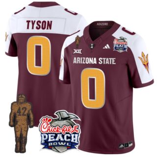 Jordyn Tyson Jersey #0 Arizona State Sun Devils Bowl Patch Football V2 Maroon Alternate