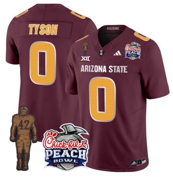 Jordyn Tyson Jersey #0 Arizona State Sun Devils Bowl Patch Football V2 Maroon