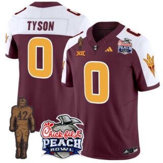Jordyn Tyson Jersey #0 Arizona State Sun Devils Pat Tillman Peach Bowl Patch Maroon Alternate