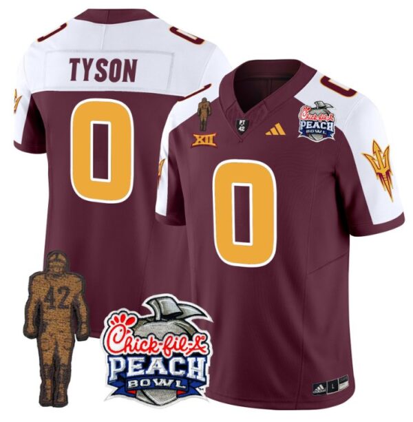 Jordyn Tyson Jersey #0 Arizona State Sun Devils Pat Tillman Peach Bowl Patch Maroon Alternate