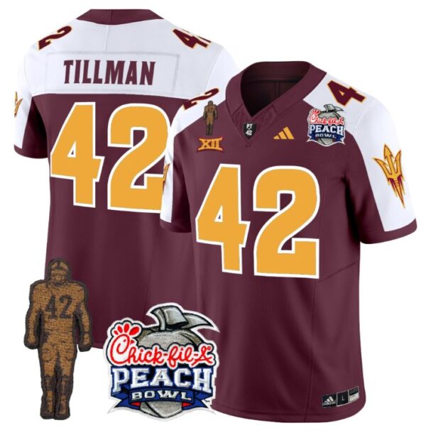 Pat Tillman Jersey #42 Arizona State Sun Devils Bowl Patch Football Maroon Alternate