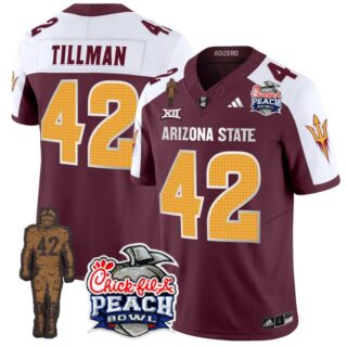 Pat Tillman Jersey #42 Arizona State Sun Devils Bowl Patch Football V2 Maroon Alternate