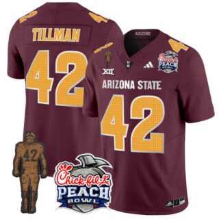 Pat Tillman Jersey #42 Arizona State Sun Devils Bowl Patch Football V2 Maroon