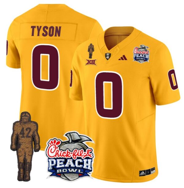 Jordyn Tyson Jersey #0 Arizona State Sun Devils Pat Tillman Peach Bowl Patch Gold