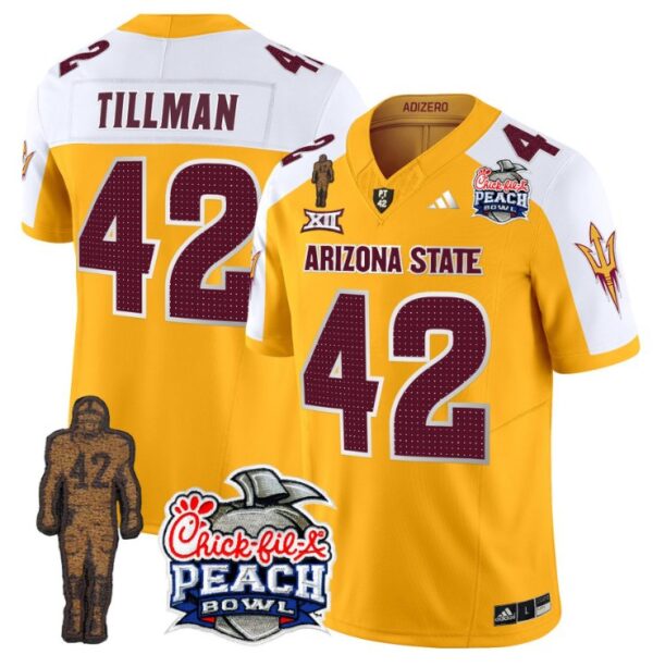 Pat Tillman Jersey #42 Arizona State Sun Devils Bowl Patch Football V2 Gold Alternate
