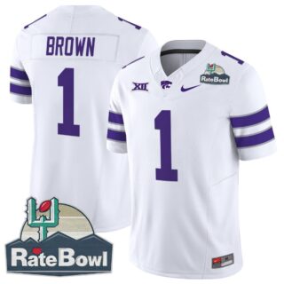 Jayce Brown Jersey #1 Kansas State Wildcats 2025 Rate Bowl Patch White