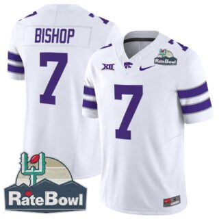 Michael Bishop Jersey #7 Kansas State Wildcats 2025 Rate Bowl Patch White