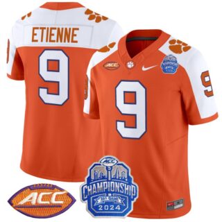 Travis Etienne Jersey #9 Clemson Tigers 2024 ACC Championship Patch Orange Alternate