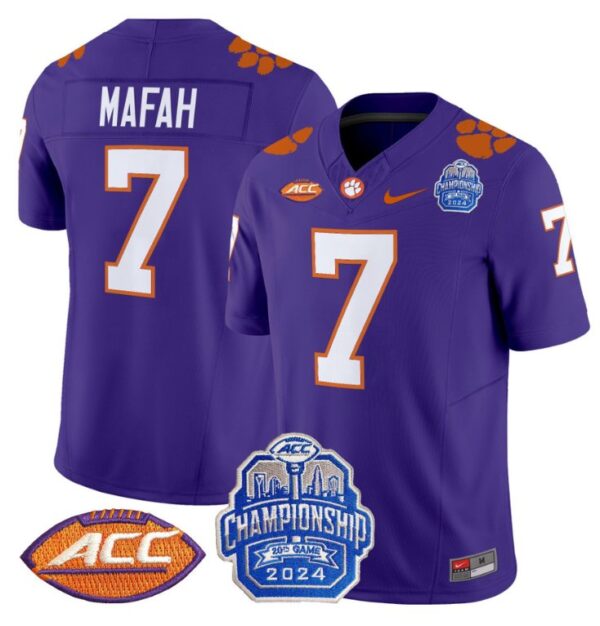 Phil Mafah Jersey #7 Clemson Tigers 2024 ACC Championship Patch ?Purple