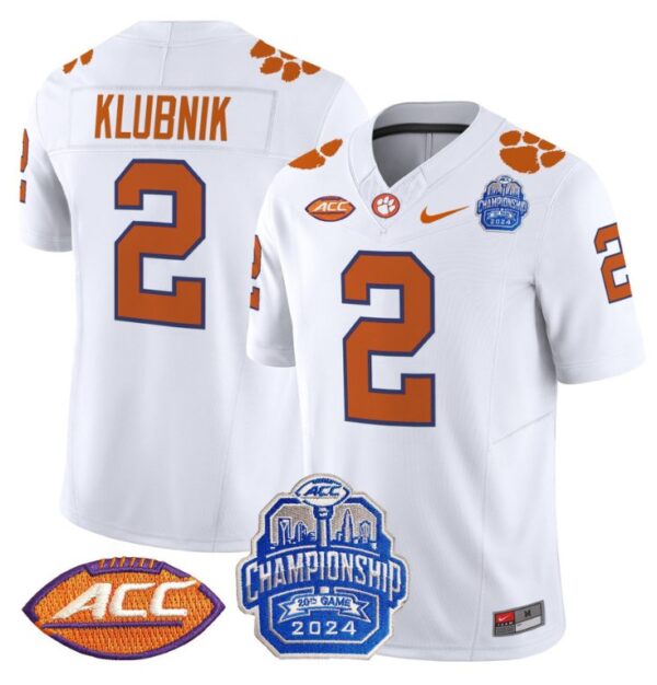 Cade Klubnik Jersey #2 Clemson Tigers 2024 ACC Championship Patch White
