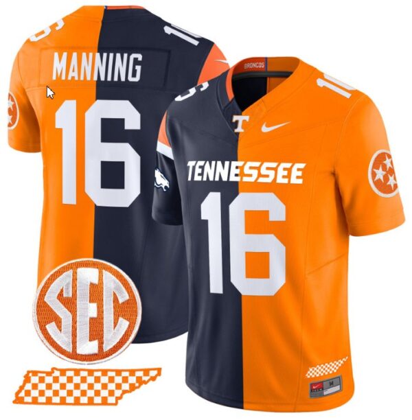 Peyton Manning Jersey Broncos #16 Tennessee Volunteers Split Vapor Football