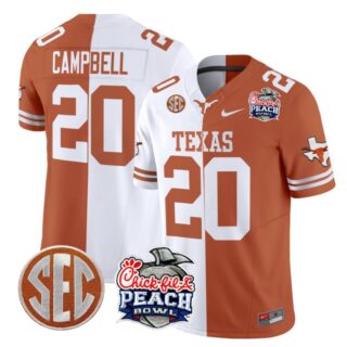 Earl Campbell Jersey #20 Texas Longhorns Peach Bowl Patch Vapor Split