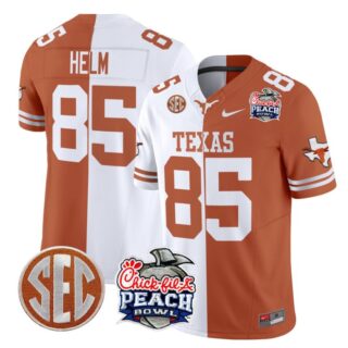 Gunnar Helm Jersey #85 Texas Longhorns Peach Bowl Patch Vapor Split