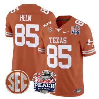 Gunnar Helm Jersey #85 Texas Longhorns Peach Bowl Patch Vapor Texas Orange