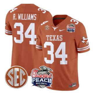 Ricky Williams Jersey #34 Texas Longhorns Peach Bowl Patch Vapor Texas Orange