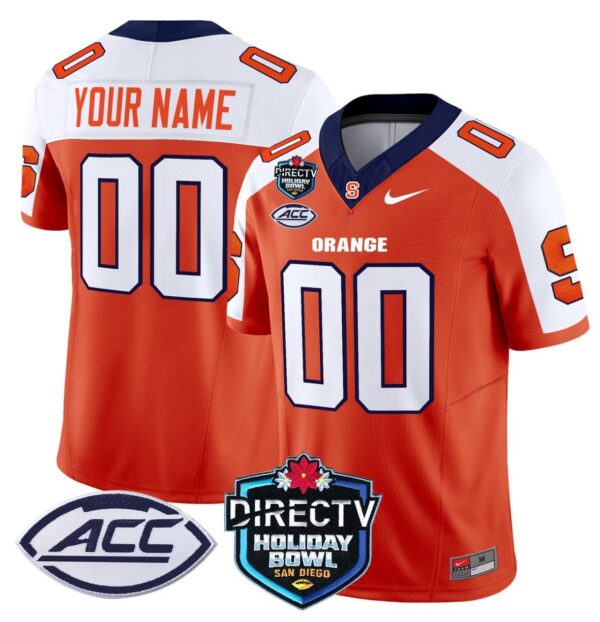 Custom Syracuse Orange Jersey Name, Number 2025 Holiday Bowl Patch Orange Alternate