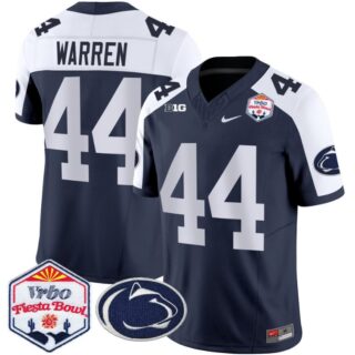 Tyler Warren Jersey #44 Penn State Nittany Lions 2024 Fiesta Bowl Patch Navy Alternate