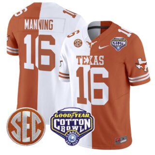 Arch Manning Jersey #16 Texas Longhorns Cotton Bowl Patch Stitched Split