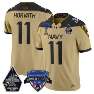 Blake Horvath Jersey #11 Navy Midshipmen 2025 Armed Forces Bowl Football Gold