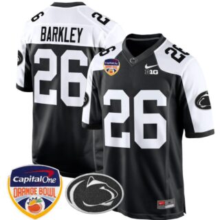 Saquon Barkley Jersey #26 Custom Penn State Nittany Lions Orange Bowl Patch Black Alternate