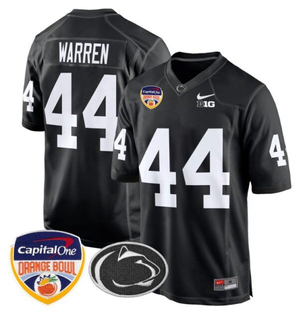 Tyler Warren Jersey #44 Custom Penn State Nittany Lions Orange Bowl Patch Black