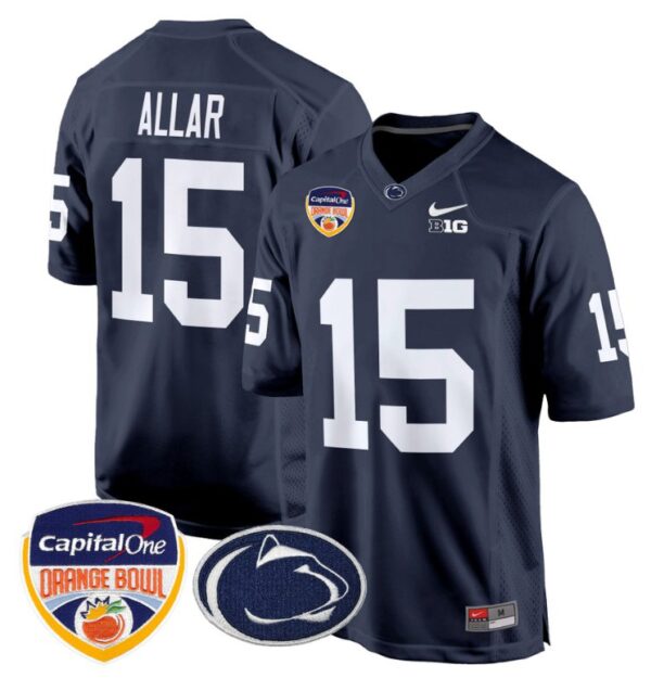 Drew Allar Jersey #15 Custom Penn State Nittany Lions Orange Bowl Patch Football Navy