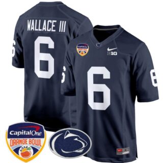Harrison Wallace III Jersey #6 Custom Penn State Nittany Lions Orange Bowl Patch Navy
