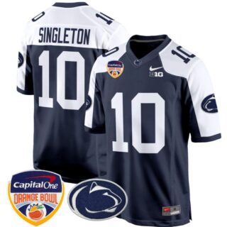 Nicholas Singleton Jersey #10 Custom Penn State Nittany Lions Orange Bowl Patch Navy Alternate