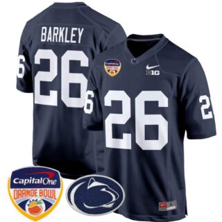 Saquon Barkley Jersey #26 Custom Penn State Nittany Lions Orange Bowl Patch Navy