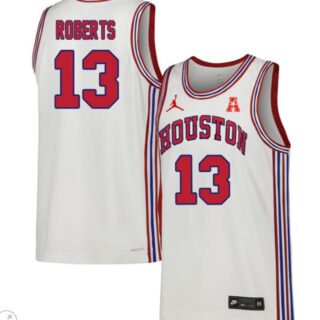 J'Wan Roberts Jersey #13 Houston Cougars Basketball Stiched Throwback White
