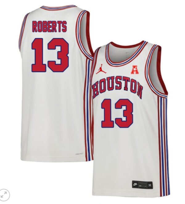 J'Wan Roberts Jersey #13 Houston Cougars Basketball Stiched Throwback White