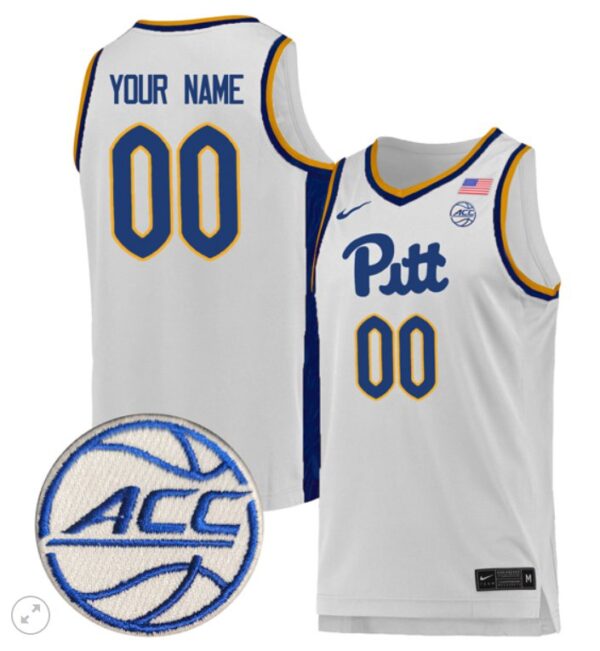 Custom Pitt Panthers Jersey College Basketball Stiched Game White