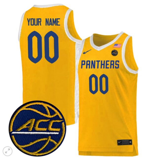 Custom Pitt Panthers Jersey College Basketball Stiched Game Gold