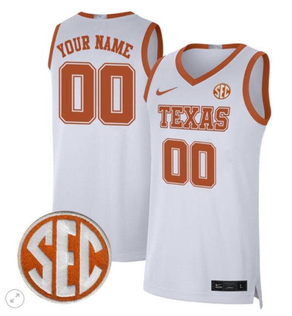 Custom Texas Longhorns Jersey College Basketball Stiched Game White
