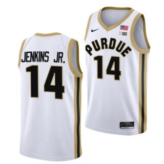 Men's #14 David Jenkins Jr Jersey Purdue Boilermakers College Basketball Jerseys White
