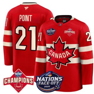 Men's Brayden Point Jersey #21 Canada 2025 4 Nations Face-Off 2025 Champions Red