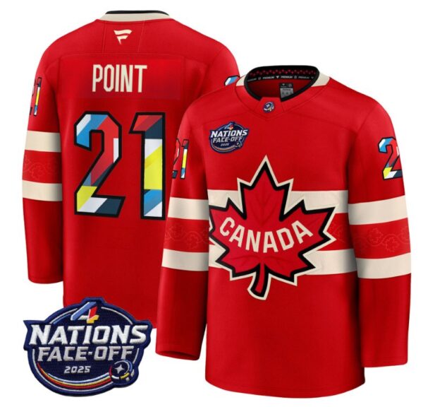 Men's Brayden Point Jersey #21 Canada 2025 4 Nations Face-Off 2025 V2 Stitched Red