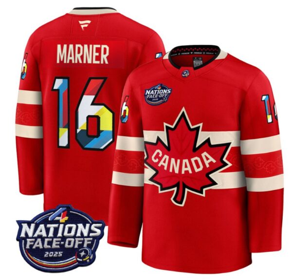 Men's Mitch Marner Jersey #16 Canada 2025 4 Nations Face-Off 2025 V2 Stitched Red