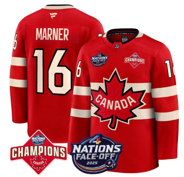 Men's Mitch Marner Jersey #67 Canada 2025 4 Nations Face-Off 2025 Champions Patch Red