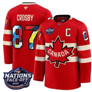 Men's Sidney Crosby Jersey #87 Canada 2025 4 Nations Face-Off 2025 V2 Stitched Red