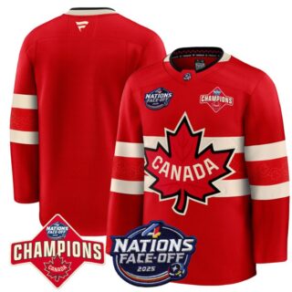 Men's Team Jersey Canada 2025 4 Nations Face-Off 2025 Champions Patch Stitched Red