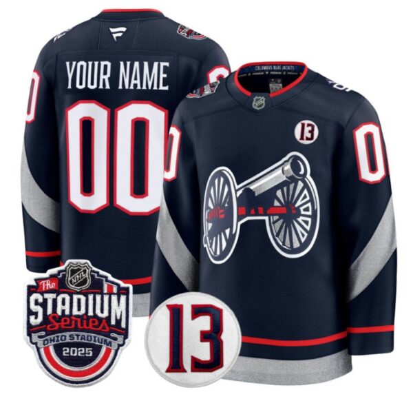 Men Custom Columbus Blue Jackets Jersey 2025 Stadium Series Patch Stitched
