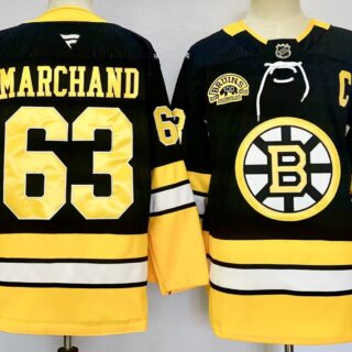 Men's Brad Marchand Jersey #63 Boston Bruins 100th Anniversary Black Stitched